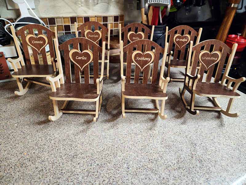 CNC miniature rocking chair memorials for loves ones