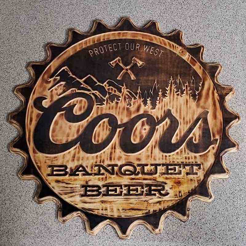 Laser Engraved Coors Beer Wooden Sign